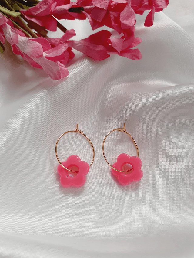 Boucles d&#039;oreilles fleur rose