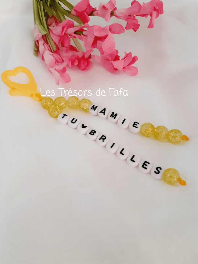 Porte-clés personnalisé jaune cadeau grand mère